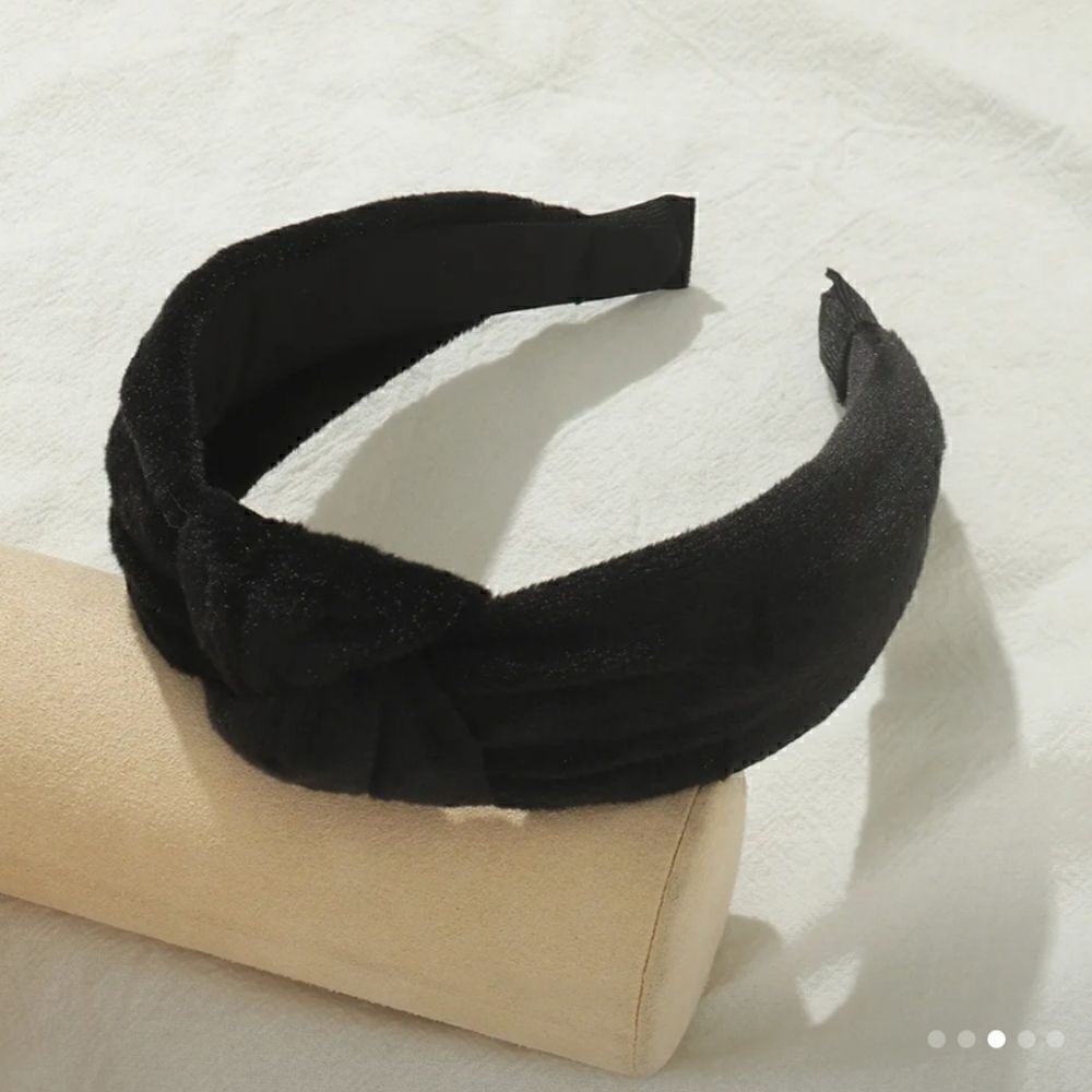 Black Velveteen Top Knot Headband